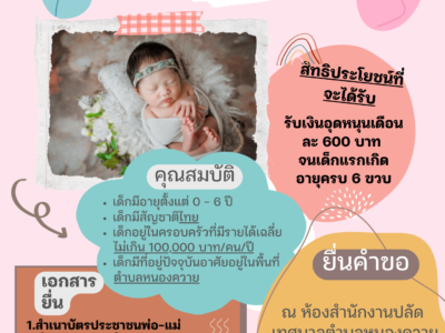 Read more about the article การลงทะเบียนรับเงินอุดหนุนเพื่อเลี้ยงดูเด็กแรกเกิด